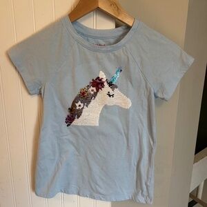 Cat & Jack Girls' Flip Sequin Unicorn Short Sleeve Shirt, Size 7-8